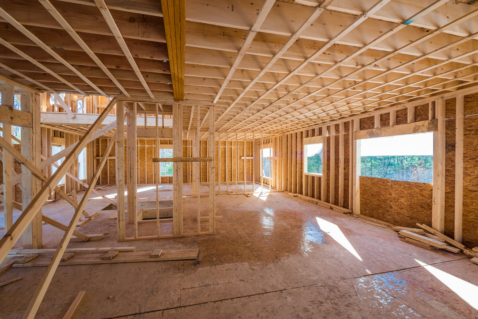 Photographie d'un chantier d'une maison à ossature bois
